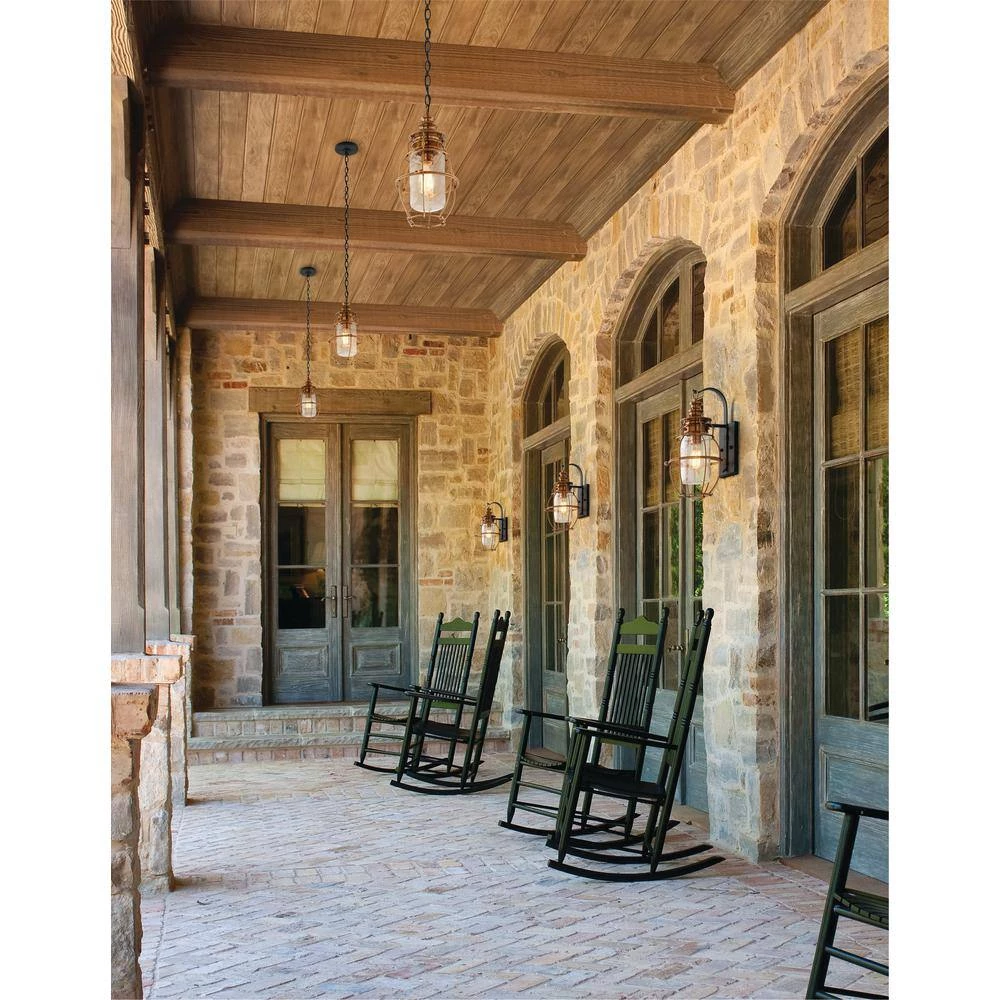 Little Harbor 1-Light Aged Brass With Forged Black Accents Outdoor Hanging Light by Troy Lighting 4 Little Harbor 1-Light Aged Brass With Forged Black Accents Outdoor Hanging Light by Troy Lighting - Image 2