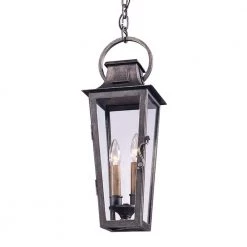 French Quarter 2-Light Aged Pewter Outdoor Hanging Pendant by Troy Lighting
