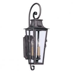 French Quarter 2-Light Aged Pewter Outdoor Wall Lantern Sconce by Troy Lighting