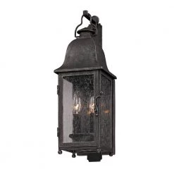 Larchmont 2-Light Aged Pewter Outdoor Wall Lantern Sconce by Troy Lighting