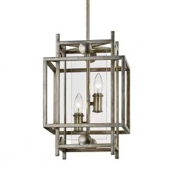 Crosby 2-Light Antique Silver Leaf Pendant with Clear Shade by Troy Lighting