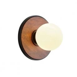 Troy Lighting Sales 41 Cadet 1-Light Natural Acacia and Black Wall Sconce with White Glass Shade by Troy Lighting