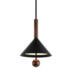 Ranger 3-Light Black, White and Natural Acacia Cone Pendant with Canvas Shade by Troy Lighting