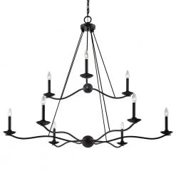 Sawyer 9-Light Black Forged Iron Chandelier by Troy Lighting