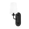 Moe 1 Black Wall Sconce with White Linen Shade by Troy Lighting -Troy Lighting Sales black troy lighting vanity lighting b1621 bi 64 1000