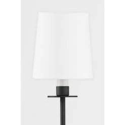 Bodhi 1 Black Wall Sconce with White Linen Shade by Troy Lighting -Troy Lighting Sales black troy lighting vanity lighting b7701 for 4f 1000
