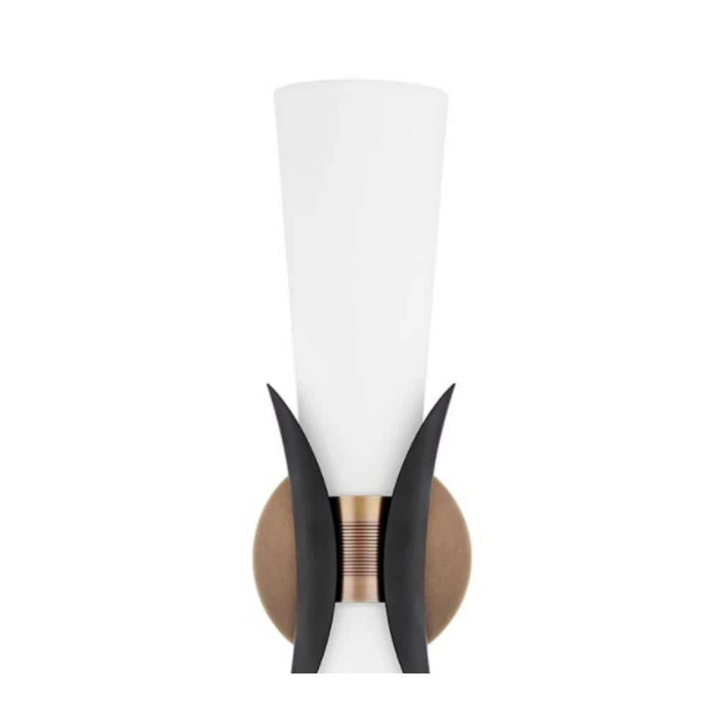Muncie 2 Brass, Black Wall Sconce with White Glass Shade by Troy Lighting 4 Muncie 2 Brass, Black Wall Sconce with White Glass Shade by Troy Lighting - Image 2