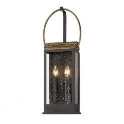 Troy Lighting Sales 39 Holmes 2-Light Bronze and Brass Wall Sconce with Clear Seeded Glass Shade by Troy Lighting