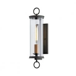 Aiden 20 in. 1-Light Bronze Wall Sconce with Clear Glass Shade by Troy Lighting