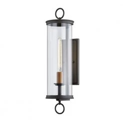 Aiden 26 in. 1-Light Bronze Wall Sconce with Clear Glass Shade by Troy Lighting