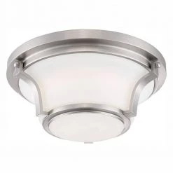 12 in. 120-Watt Equivalent Brushed Nickel 3000K CCT LED Ceiling Light Flush Mount with Frosted White Glass Shade by EnviroLite