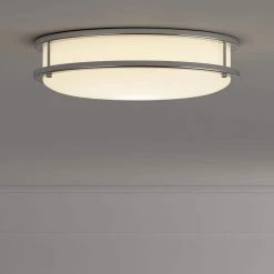 12 in. 1-Light Brushed Nickel Selectable Dimmable LED Flush Mount by EnviroLite -Troy Lighting Sales brushed nickel envirolite flush mount lights ev1412c3c 35 77 1000