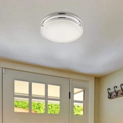 12 in. 1-Light Brushed Nickel Selectable Dimmable LED Flush Mount by EnviroLite -Troy Lighting Sales brushed nickel envirolite flush mount lights ev1412c3c 35 c3 1000