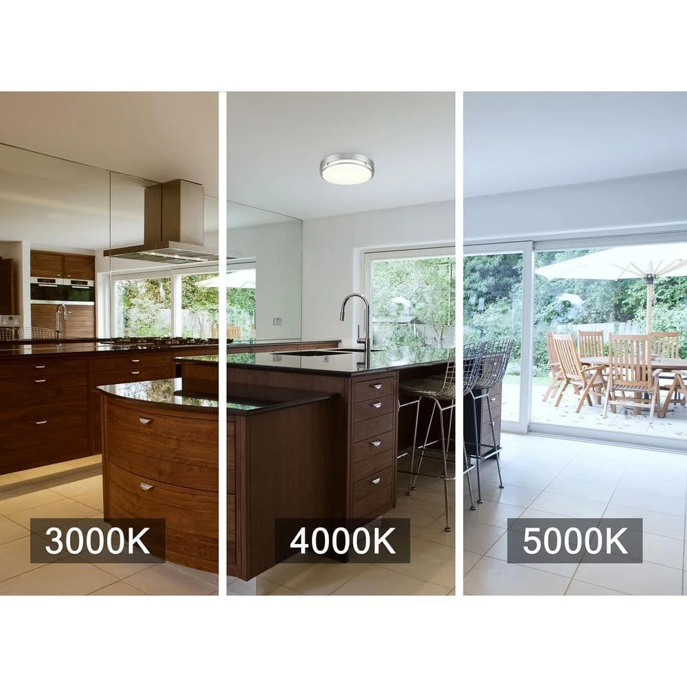 Noble 14 in. Brushed Nickel Integrated Selectable LED White Colors Round Flush Mount by EnviroLite 5 Noble 14 in. Brushed Nickel Integrated Selectable LED White Colors Round Flush Mount by EnviroLite - Image 3