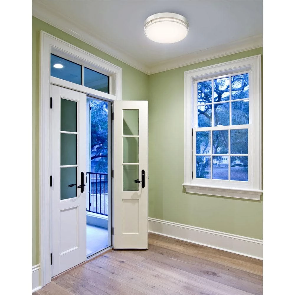 Noble 14 in. Brushed Nickel Integrated Selectable LED White Colors Round Flush Mount by EnviroLite 12 Noble 14 in. Brushed Nickel Integrated Selectable LED White Colors Round Flush Mount by EnviroLite - Image 10