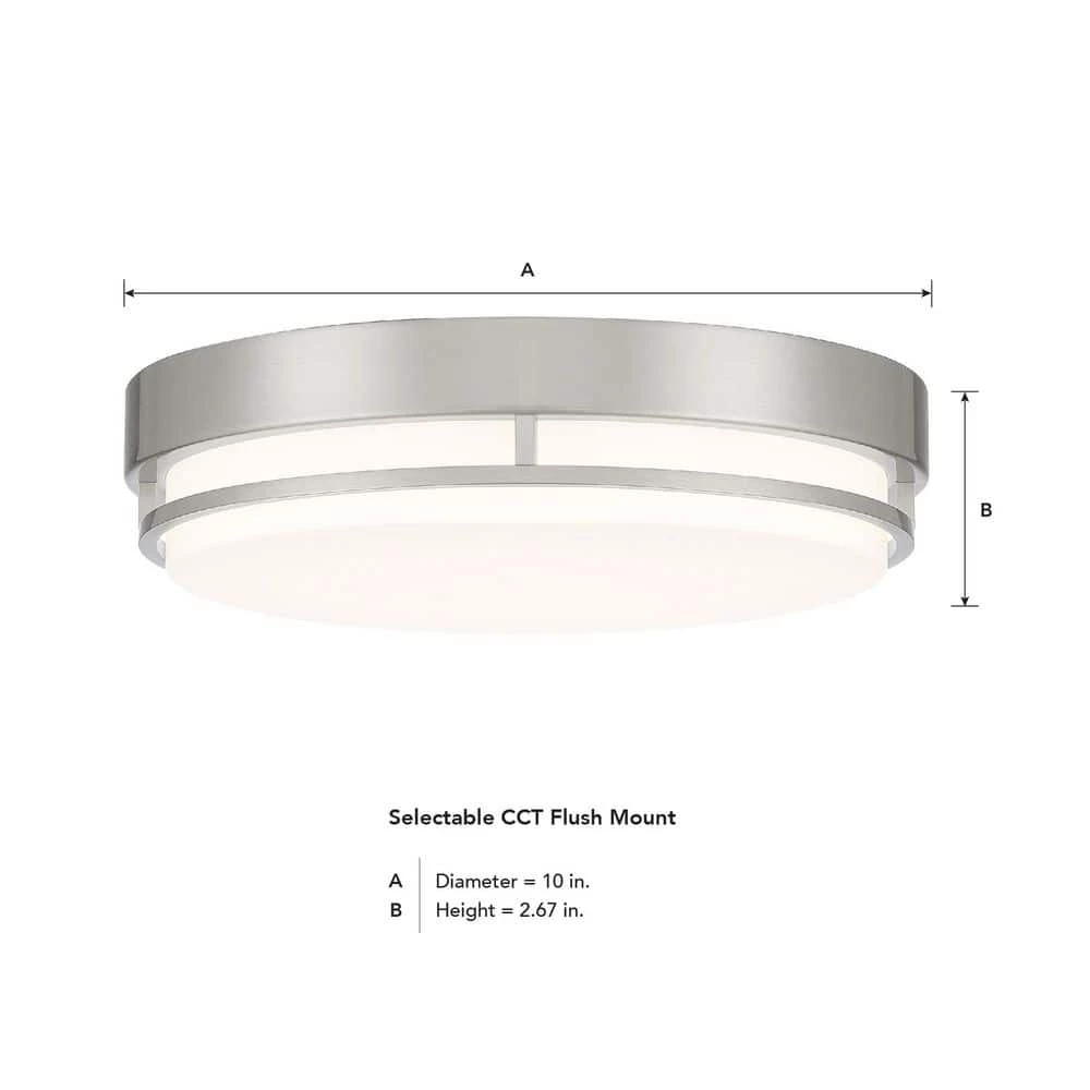 Noble 14 in. Brushed Nickel Integrated Selectable LED White Colors Round Flush Mount by EnviroLite 6 Noble 14 in. Brushed Nickel Integrated Selectable LED White Colors Round Flush Mount by EnviroLite - Image 4