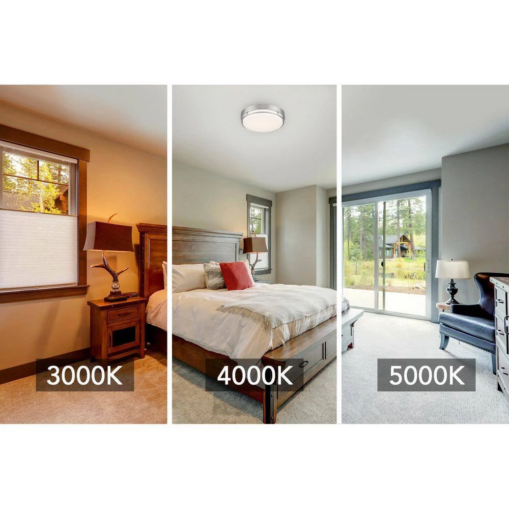 Noble 14 in. Brushed Nickel Integrated Selectable LED White Colors Round Flush Mount by EnviroLite 4 Noble 14 in. Brushed Nickel Integrated Selectable LED White Colors Round Flush Mount by EnviroLite - Image 2