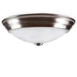 11 in. Brushed Nickel Integrated 2700K CCT LED Ceiling Light Flush Mount with Alabaster Glass by EnviroLite 12 11 in. Brushed Nickel Integrated 2700K CCT LED Ceiling Light Flush Mount with Alabaster Glass by EnviroLite -Troy Lighting Sales brushed nickel envirolite flush mount lights evled502c 35 66 1000