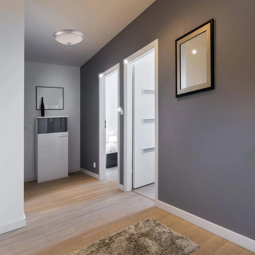 11 in. Brushed Nickel Integrated 2700K CCT LED Ceiling Light Flush Mount with Alabaster Glass by EnviroLite 7 11 in. Brushed Nickel Integrated 2700K CCT LED Ceiling Light Flush Mount with Alabaster Glass by EnviroLite - Image 5