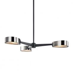Allisio 3-Light Carbide Black and Black Chrome Chandelier with Black Chrome Shade by Troy Lighting