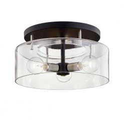 Bergamot Station 6.75 in. 3-Light Carbide Black and Polished Nickel Semi-Flush Mount by Troy Lighting