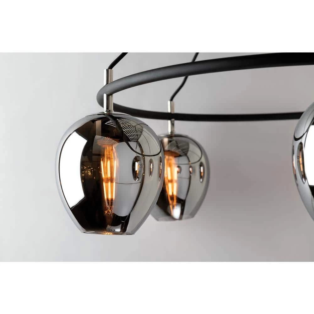 Iliad 6-Light Carbide Black 40 in. W Pendant with Plated Smoke Glass by Troy Lighting 6 Iliad 6-Light Carbide Black 40 in. W Pendant with Plated Smoke Glass by Troy Lighting - Image 4