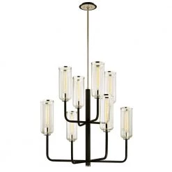 Aeon 8-Light 37 in. D Carbide Black Chandelier with Clear Glass Shade by Troy Lighting