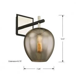 Iliad 1-Light Carbide Black 12.5 in. H Wall Sconce with Plated Smoke Glass by Troy Lighting -Troy Lighting Sales carbide black troy lighting wall sconces b6211 1f 1000