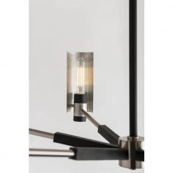 Pilsen 6-Light Carbide Black with Satin Nickel Accents Pendant with Plated Brass Shade by Troy Lighting -Troy Lighting Sales carbide black with satin nickel accents troy lighting chandeliers f7116 1f 1000