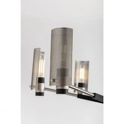Pilsen 6-Light Carbide Black with Satin Nickel Accents Pendant with Plated Brass Shade by Troy Lighting -Troy Lighting Sales carbide black with satin nickel accents troy lighting chandeliers f7116 4f 1000