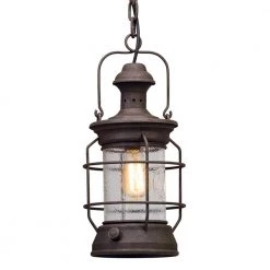 Atkins 1-Light Centennial Rust Outdoor Pendant by Troy Lighting