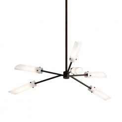 High Line 6-Light Dark Bronze Chandelier with Opal White Glass Shade by Troy Lighting