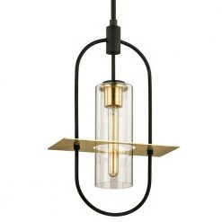 Smyth Dark Bronze 1-Light 12.5 in. W Outdoor Hanging Light with Clear Glass by Troy Lighting