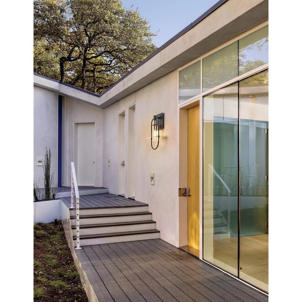 Smyth 1-Light Dark Bronze 14 in. H Outdoor Wall Lantern Sconce with Clear Glass by Troy Lighting 4 Smyth 1-Light Dark Bronze 14 in. H Outdoor Wall Lantern Sconce with Clear Glass by Troy Lighting - Image 2