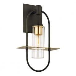 Smyth 1-Light Dark Bronze 17.5 in. H Outdoor Wall Lantern Sconce with Clear Glass by Troy Lighting