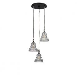 Menlo Park 3-Light Deep Bronze Cluster Pendant with Historic Clear Pressed Glass Shade by Troy Lighting