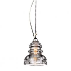 Menlo Park 1-Light Deep Bronze Mini Pendant with Historic Clear Pressed Glass Shade by Troy Lighting