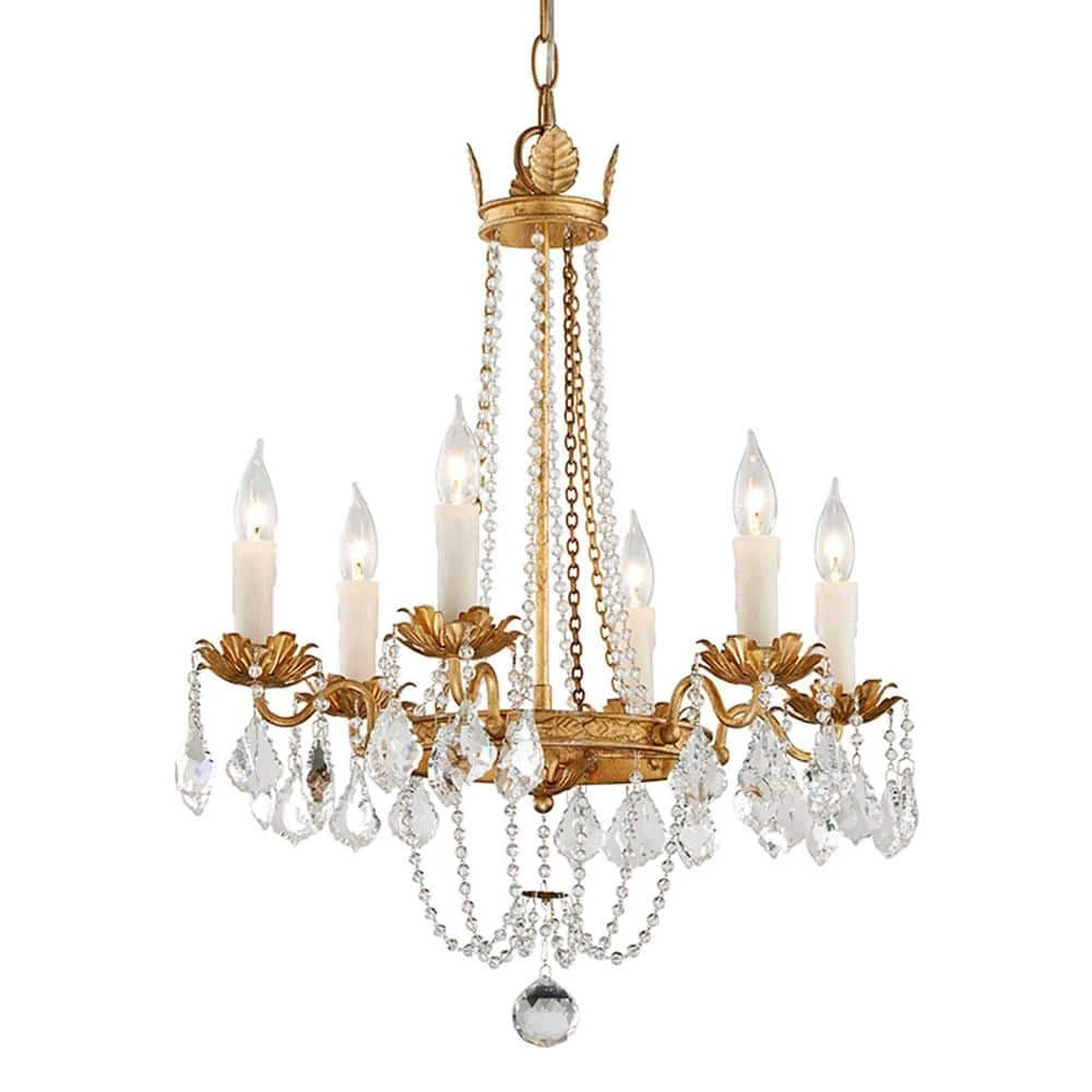 Viola 6-Light Distressed Gold Leaf Chandelier by Troy Lighting 3 Viola 6-Light Distressed Gold Leaf Chandelier by Troy Lighting