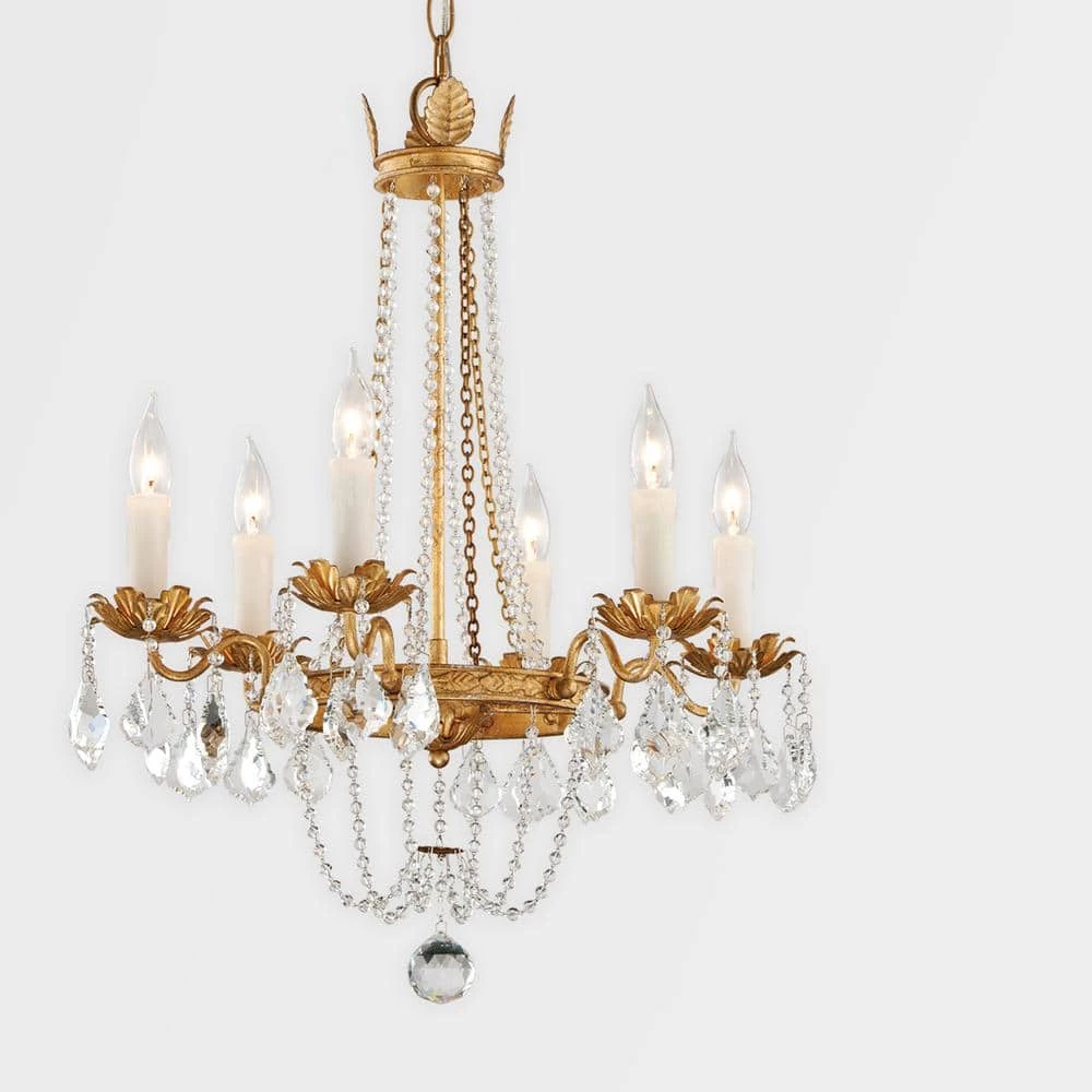 Viola 6-Light Distressed Gold Leaf Chandelier by Troy Lighting 4 Viola 6-Light Distressed Gold Leaf Chandelier by Troy Lighting - Image 2