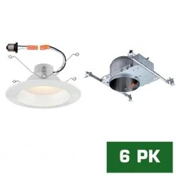 6 in. LED Recessed New Construction Shallow Height Housing with LED Recessed Baffle Trim Kit, 3000K (6-Pack) by EnviroLite