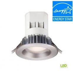 Easy Up 4 in. Soft White LED Recessed Can Light with 93 CRI, 3000K J-Box with Brushed Nickel Trim (No Can Needed) by EnviroLite -Troy Lighting Sales envirolite recessed lighting trims ev407941bn30 4f 1000
