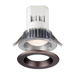 Easy Up 4 in. Soft White LED Recessed Can Light Light with 93 CRI, 3000K J-Box with Bronze Trim (No Can Needed) by EnviroLite -Troy Lighting Sales envirolite recessed lighting trims ev407941bz30 40 1000