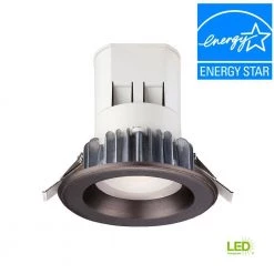 Easy Up 4 in. Soft White LED Recessed Can Light Light with 93 CRI, 3000K J-Box with Bronze Trim (No Can Needed) by EnviroLite -Troy Lighting Sales envirolite recessed lighting trims ev407941bz30 4f 1000