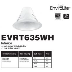 6 in. White Recessed Air Tight Baffle Trim (6-Pack) by EnviroLite -Troy Lighting Sales envirolite recessed lighting trims evrt635wh 6 40 1000