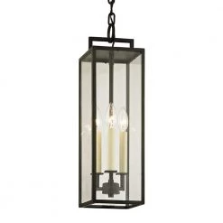 Beckham Forged Iron 3-Light 6 in. W Outdoor Hanging Light with Clear Glass by Troy Lighting