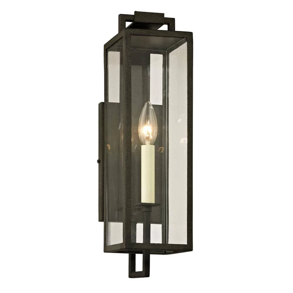Beckham 1-Light Forged Iron 16.5 in. H Outdoor Wall Lantern Sconce with Clear Glass by Troy Lighting 3 Beckham 1-Light Forged Iron 16.5 in. H Outdoor Wall Lantern Sconce with Clear Glass by Troy Lighting