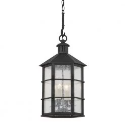 Lake County 4-Light French Iron, Clear Seeded Lantern Outdoor Pendant by Troy Lighting