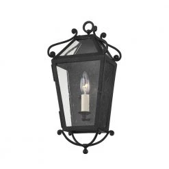Santa Barbara County 1-Light French Iron, Clear Seeded Outdoor Wall Lantern Sconce by Troy Lighting