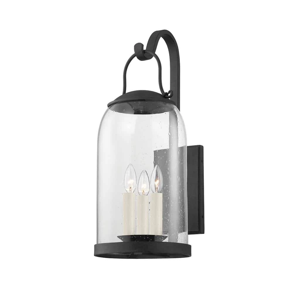 Napa County 3-Light French Iron, Clear Seeded Outdoor Wall Lantern Sconce by Troy Lighting 3 Napa County 3-Light French Iron, Clear Seeded Outdoor Wall Lantern Sconce by Troy Lighting