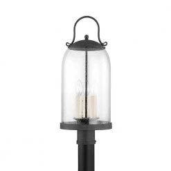 Napa County 3-Light French Iron, Clear Seeded Lantern Pendant Light by Troy Lighting